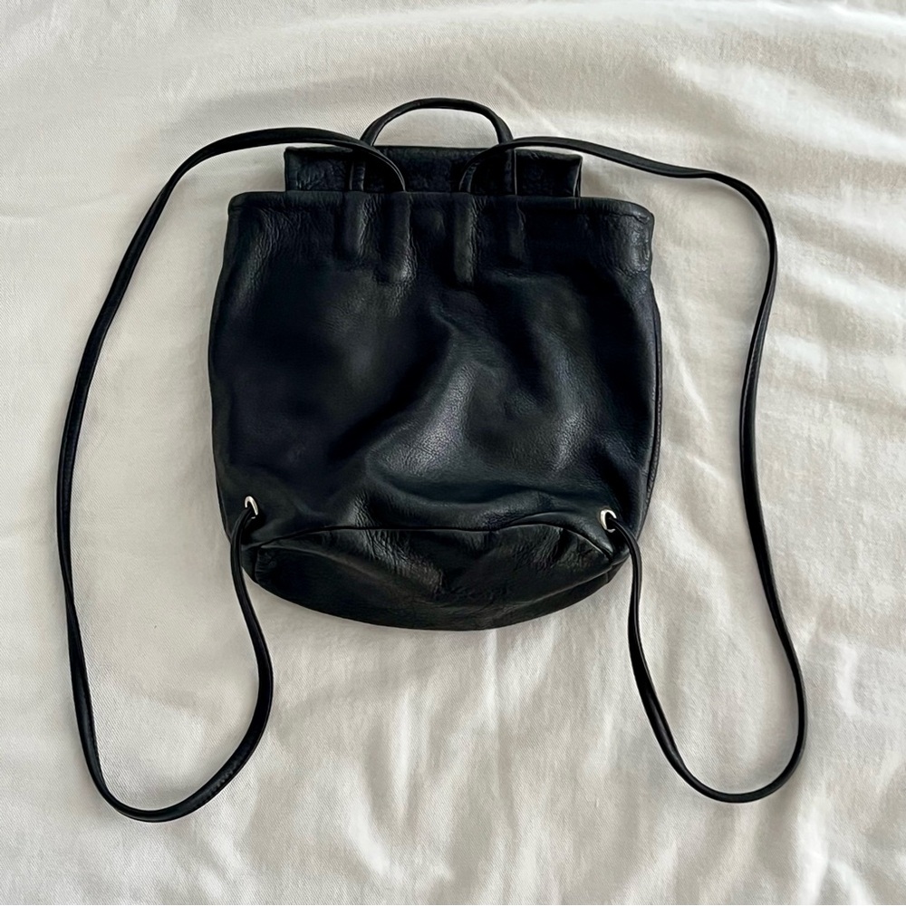 BAGGU Black Leather Mini Backpack EUC - Picture 5 of 6